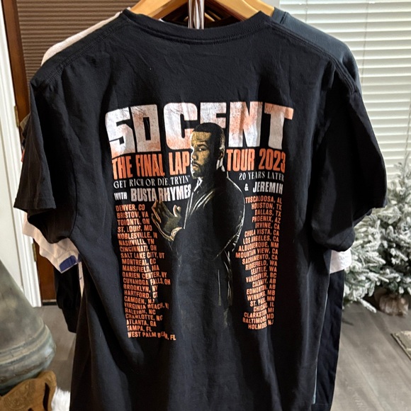 Gildan Black 50 Cent Tour Graphic Tee Featuring Busta Rhymes & Jeremih - Picture 2 of 3